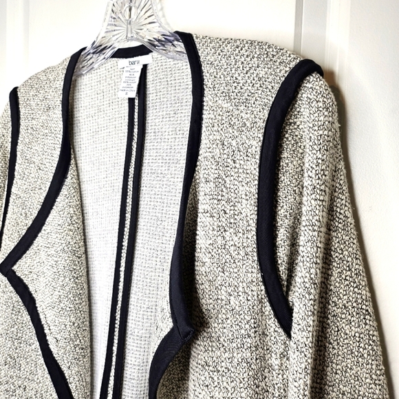 Bar lll Knit Jacket Women's Open Front Black White Dressy Side Slits Size Small - Picture 5 of 6